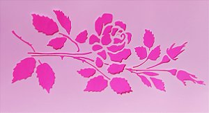 SRA-1377 - STENCIL PARA TAPETES - ROSAS  E BOTÕES