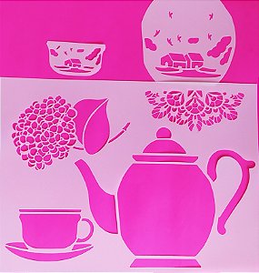 SRA-1392 - BULE XICARA PAISAGEM E HORTENSIAS