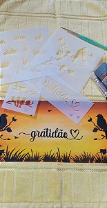 SRA-1601 - KIT STENCIL PAISAGEM - PINTURA TOALHA