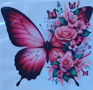 ADR-018 - BORBOLETA COM ROSAS - ADESIVO TÊXTIL DTF