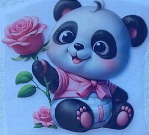ADR-033- URSINHO PANDA COM ROSA -ADESIVO DTF