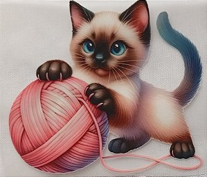 ADR-067 - GATO COM NOVELO  - ADESIVO DTF