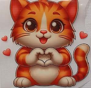 ADR-068 - GATINHO COM CORAÇÕES - ADESIVO DTF