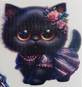 ADR-136 - GATINHA COM VESTIDO - ADESIVOS DTF