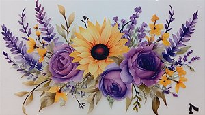 ADR -145 - GIRASSOL E ROSAS PARA TOALHAS - ADESIVOS DTF