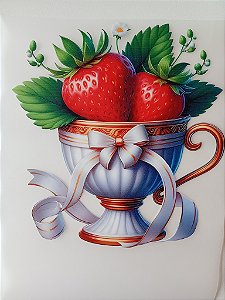 ADR-150 - XICARA COM MORANGOS - ADESIVO DTF