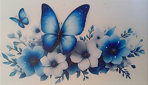 ADR-149 -FLOR AZUL E BORBOLETA - ADESIVO DTF