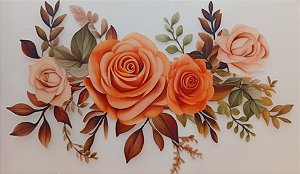 ADR-163 - ROSAS LARANJAS - MODELOS PARA TOALHAS - DTF