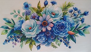 ADR-168 - FLORES AZUIS - MODELOS PARA TOALHAS - DTF