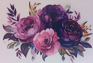 ADR-183 - FLORES ROXAS - MODELOS PARA TOALHAS -DTF