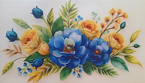 ADR-192- FLORES AZUIS E AMARELAS - MODELOS PARA TOALHAS -DTF