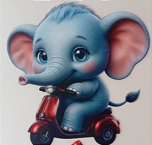 ADR-224 - ELEFANTE NA MOTO - ADESIVO INFANTIL