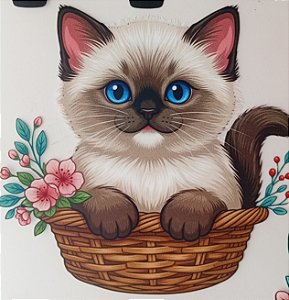 ADR-230 - GATINHO NA CESTA - PANO DE COPA - ADESIVO DTF