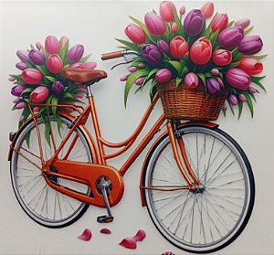 ADR-232 - BICICLETA COM TULIPAS - ADESIVOS DTF