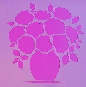 SRA-1789 - Stencil Rosa e vaso sobreposição