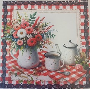 ADR-BULE COM FLORES E MOLDURA XADREZ VERMELHA
