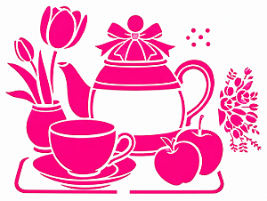 SRA-1844 - BULE COM TULIPAS E MAÇÃS COLEÇÃO CASA CHA E FLORES