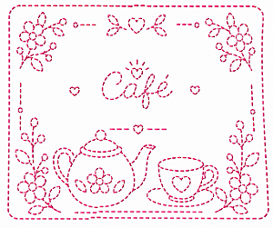 SRA-1852 - BULE E XICARA CAFE JOGO AMERICANO - COLECAO BORDADO A MAO