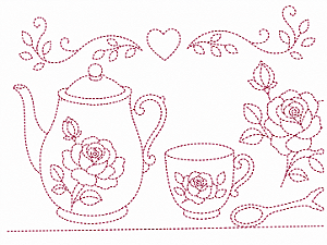 SRA-1859 - BULE COM ROSAS - COLECAO BORDADO A MAO