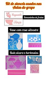 Curso 01 - KIT DE STENCEIS USADOS NO GRUPO FECHADO SEMANINHA DE FRUTAS COM STENCIL