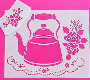 SRA-1865 - CHALEIRA ,ROSA E TOALHINHA - COLEÇÃO CANTINHO DO CHIMARRÃO