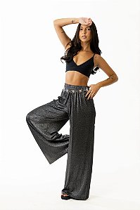 Pantalona Sem Fenda Lurex Prata