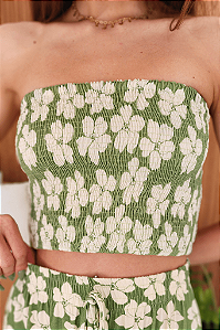 Top Lastex Floral Verde
