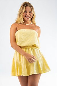 Vestido Verona Crepe Textura Amarelo