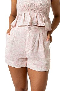 Short Alfaiataria Paisley Rosa