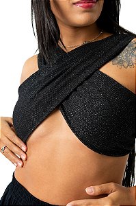 Top Ana Malha Lurex Preto