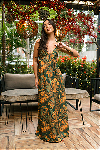 Vestido Lorena Longo Estampado Verde