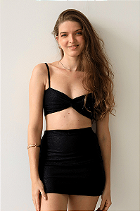Mini Saia Lurex Preto