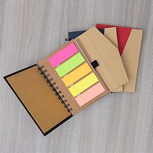 Bloco de anotações ecológico com post-it e Suporte Para Caneta,