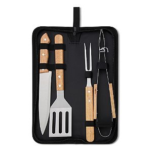 Kit Churrasco Personalizado 4 Peças com Estojo