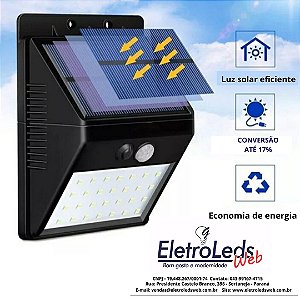 Arandela Solar 5w com sensor e botão liga/desliga6500k
