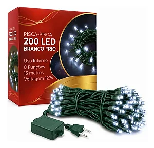 Pisca Pisca Branco Cordão 100 Lâmpadas 127v Led 8 Funções 10m