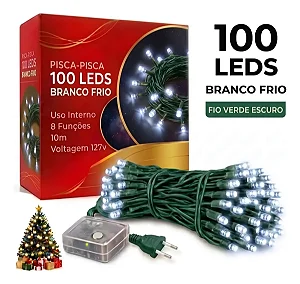 Pisca Pisca Branco Cordão 200 Lâmpadas 127v Led 8 Funções 15m