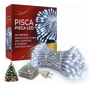 Pisca Fio Transparente 400 Lâmpadas 8f Led Bivolt 30m Branco