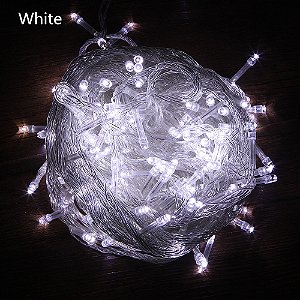 Pisca Fio Transparente 100 Lâmpadas 8 F Led 127v 10m Branco Frio Natal