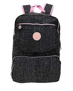 Mochila Escolar Juvenil Crinkle Keep The Faith Rosa E Preto