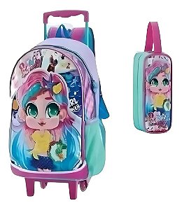 Kit Mochila Escolar Rodinha Menina Donut Sereia Baby Estojo