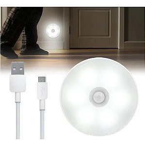 Luminárias Led Sem Fio Com Sensor Presença Cabo Usb Recarregável Cor Branco