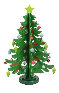 Mini Árvore De Natal Em Madeira Mdf Enfeite 3d 18x14 Cm - Wincy Natal