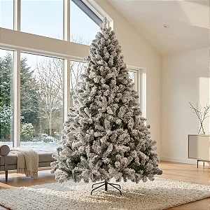 Árvore De Natal Luxo Pinheiro Com Neve Nevada 1.50m 412 Galhos