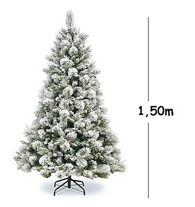 Árvore De Natal Luxo Pinheiro Com Neve Nevada 1.50m 412 Galhos