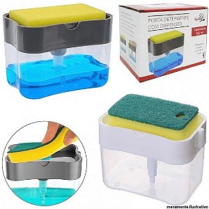 Kit Porta Detergente Dispenser Com Bucha Esponja de Lavar Louça Wellmix