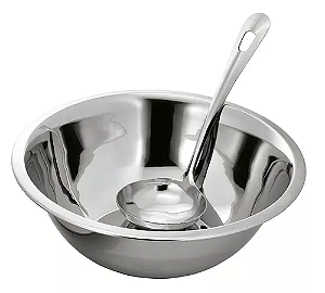 Conjunto Para Servir Feijão Tigela E Concha Aço Inox Wellmix