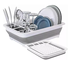 Escorredor Louças Prato Alimentos Silicone Retrátil Dobrável