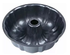 Forma De Pudim E Bolo Antiaderente Metal Assadeira 24 Cm Cor Chumbo