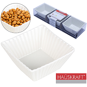 PETISQUEIRA MOLHEIRA DE PORCELANA QUADRADA HAUSKRAFT COM 3 PECAS